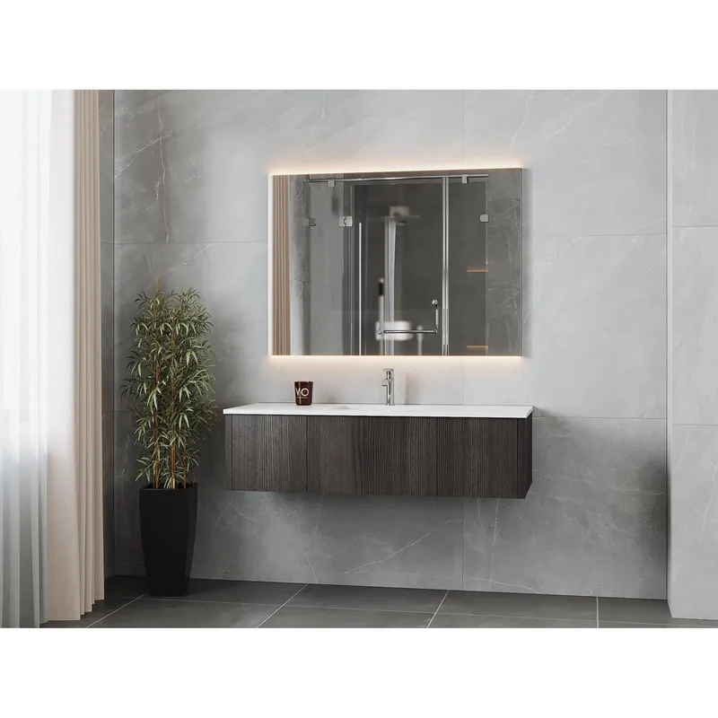 Laviva Legno 54" Carbon Oak Vanity Base and Matte White Solid Surface Countertop With Integrated Sink Best Price