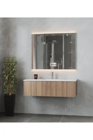 Laviva Legno 48" Weathered Gray Vanity Base and Matte White Solid Surface Countertop With Integrated Sink Budget