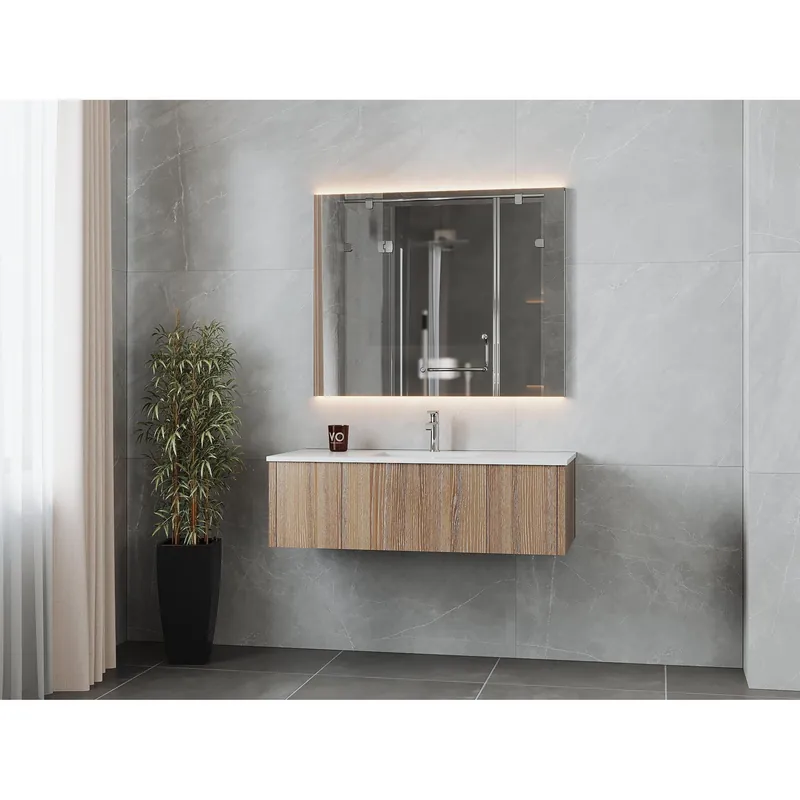Laviva Legno 48" Weathered Gray Vanity Base and Matte White Solid Surface Countertop With Integrated Sink Budget