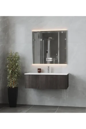 Laviva Legno 42" Carbon Oak Vanity Base and Matte White Solid Surface Countertop With Integrated Sink Popular