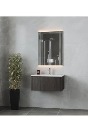 Laviva Legno 30" Carbon Oak Vanity Base and Matte White Solid Surface Countertop With Integrated Sink Best Seller