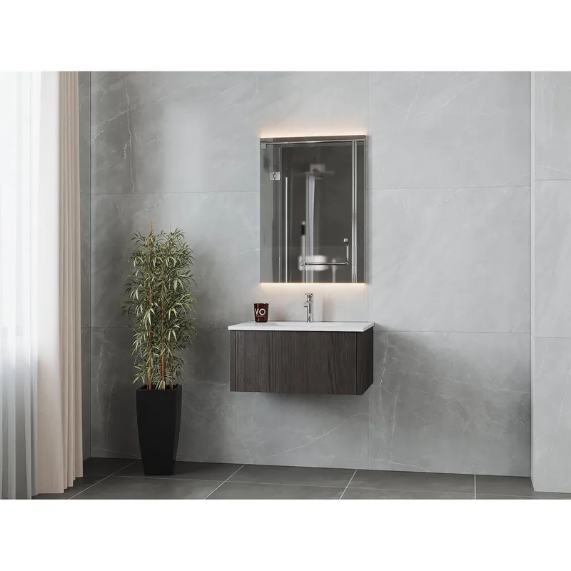 Laviva Legno 30" Carbon Oak Vanity Base and Matte White Solid Surface Countertop With Integrated Sink Best Seller