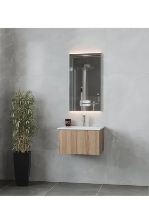 Laviva Legno 24" Weathered Gray Vanity Base and Matte White Solid Surface Countertop With Integrated Sink Money Back Guarantee