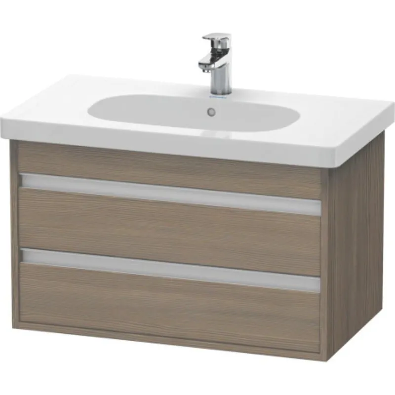 Luxury Duravit Ketho 31" x 19" x 18" Two Drawer Wall-Mount Vanity Unit in Oak Terra (KT664703535)