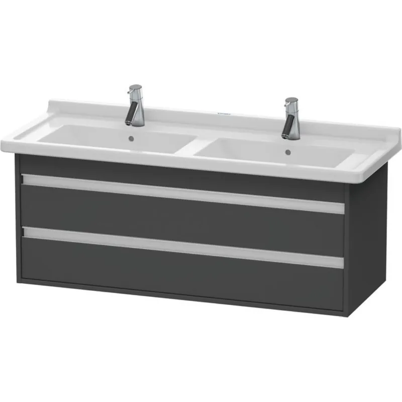 Brand New Duravit Ketho 47" x 19" x 18" Two Drawer Wall-Mount Vanity Unit in Graphite Matt (KT664604949)