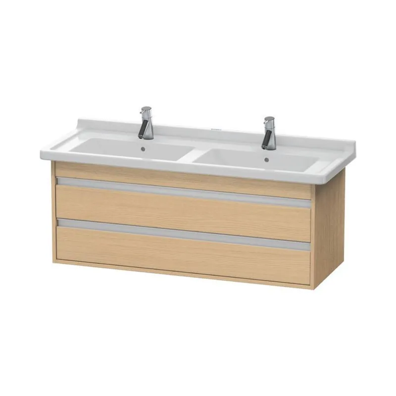 Duravit Ketho 47" x 19" x 18" Two Drawer Wall-Mount Vanity Unit in Natural Oak (KT664603030) Next Day Delivery