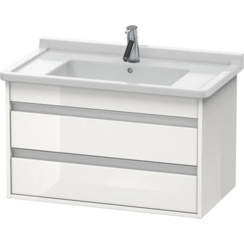 Duravit Ketho 31" x 19" x 18" Two Drawer Wall-Mount Vanity Unit in White High Gloss (KT664402222) Brand New