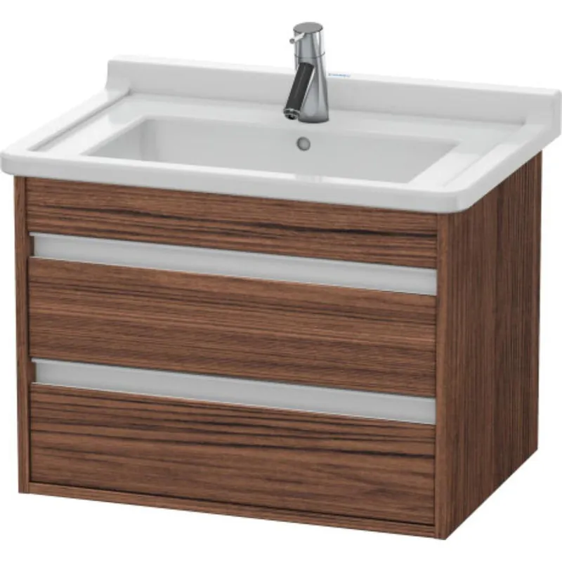 Duravit Ketho 26" x 19" x 18" Two Drawer Wall-Mount Vanity Unit in Walnut Dark (KT664302121) Last Chance