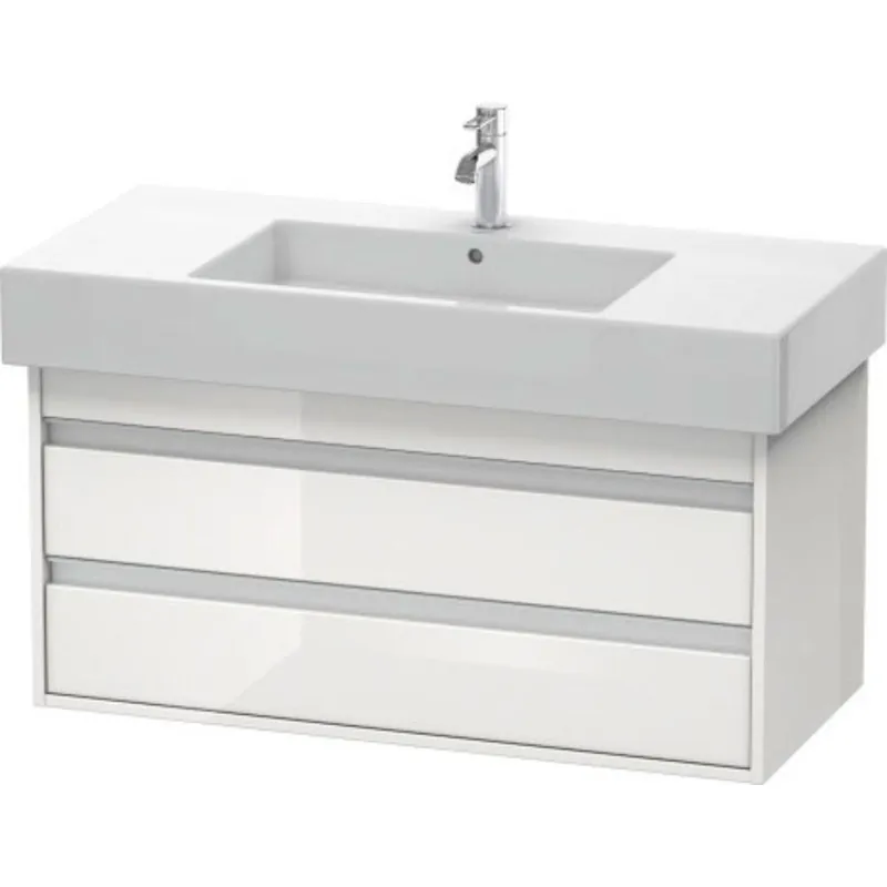 Special Offer Duravit Ketho 39" x 19" x 18" Two Drawer Wall-Mount Vanity Unit in White High Gloss (KT664102222)