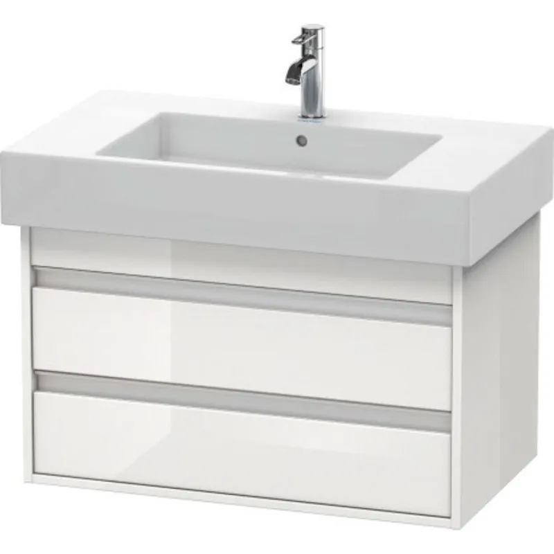 Same Day Shipping Duravit Ketho 31" x 19" x 18" Two Drawer Wall-Mount Vanity Unit in White High Gloss (KT664002222)