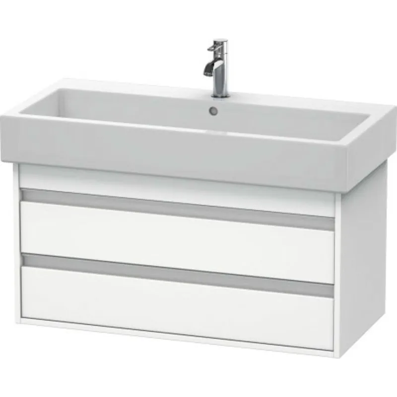 Last Chance Duravit Ketho 37" x 19" x 17" Two Drawer Wall-Mount Vanity Unit in White Matt (KT663801818)