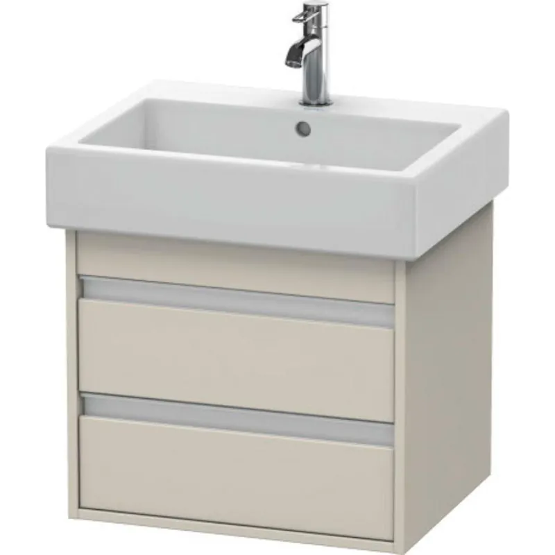 Express Delivery Duravit Ketho 22" x 19" x 17" Two Drawer Wall-Mount Vanity Unit in Taupe Matt (KT663609191)
