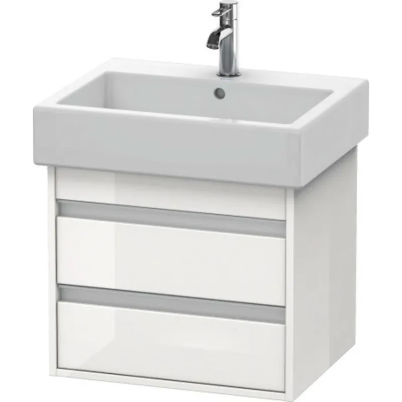 Big Sale Duravit Ketho 22" x 19" x 17" Two Drawer Wall-Mount Vanity Unit in White High Gloss (KT663602222)