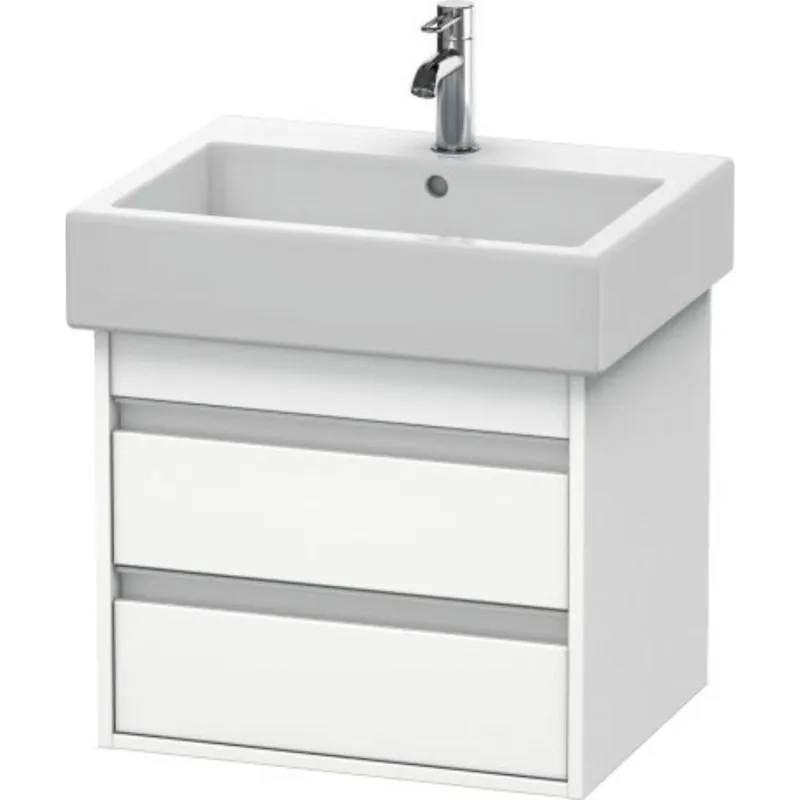 Original Duravit Ketho 22" x 19" x 17" Two Drawer Wall-Mount Vanity Unit in White Matt (KT663601818)