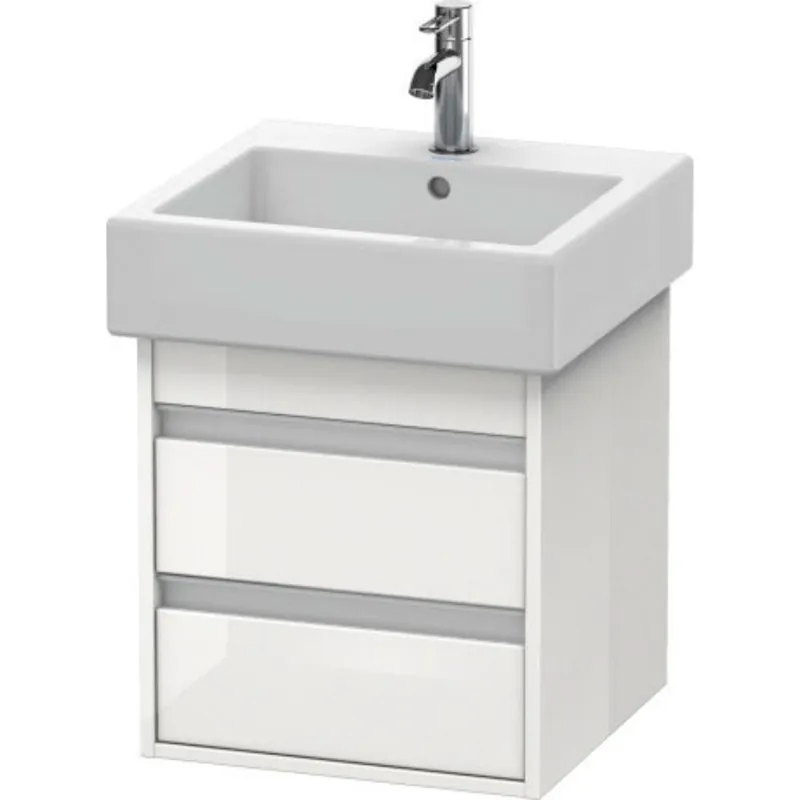 Duravit Ketho 18" x 19" x 17" Two Drawer Wall-Mount Vanity Unit in White High Gloss (KT663502222) Viral