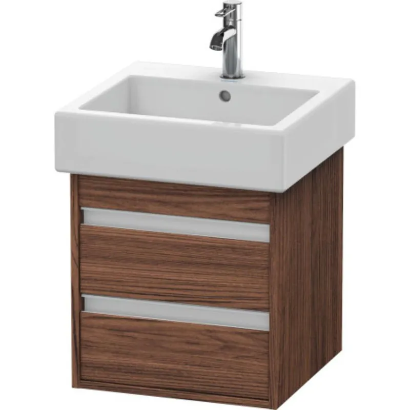 Duravit Ketho 18" x 19" x 17" Two Drawer Wall-Mount Vanity Unit in Walnut Dark (KT663502121) New Release