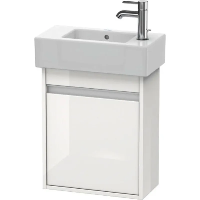 Professional Grade Duravit Ketho 18" x 22" x 9" Wall-Mount Vanity Unit With Left Hinge One Door Cabinet in White High Gloss
