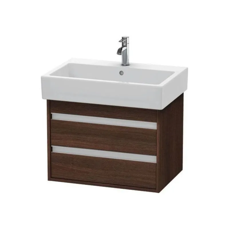 Modern Duravit Ketho 26" x 19" x 17" Two Drawer Wall-Mount Vanity Unit in Chestnut Dark