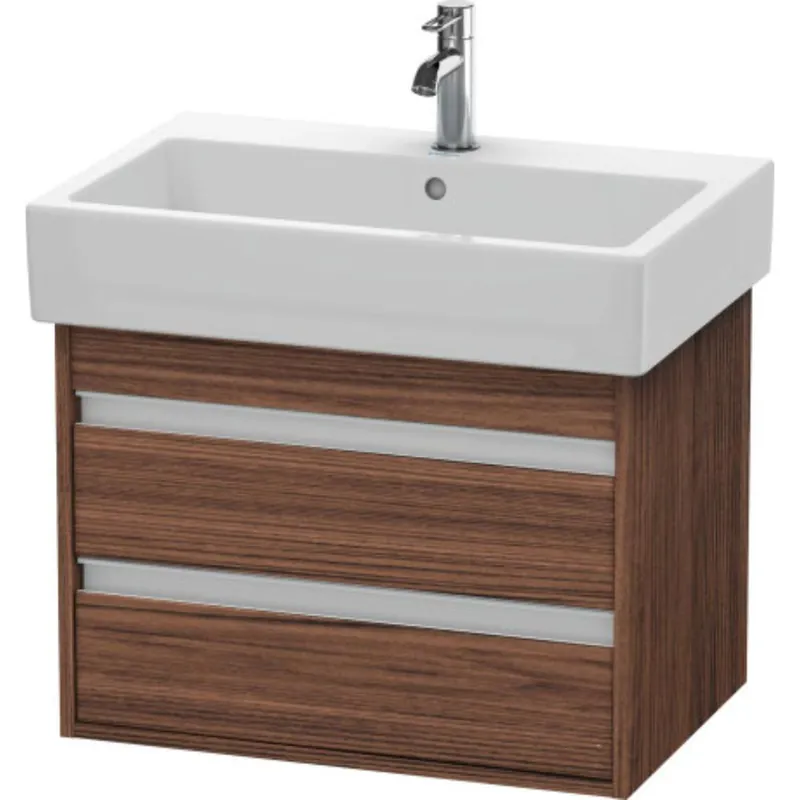 Final Sale Duravit Ketho 26" x 19" x 17" Two Drawer Wall-Mount Vanity Unit in Walnut Dark