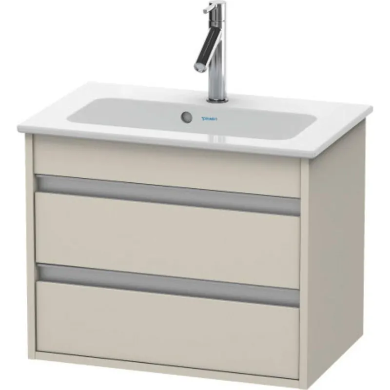 Express Delivery Duravit Ketho 24" x 19" x 15" Two Drawer Wall-Mount Vanity Unit in Taupe Matt