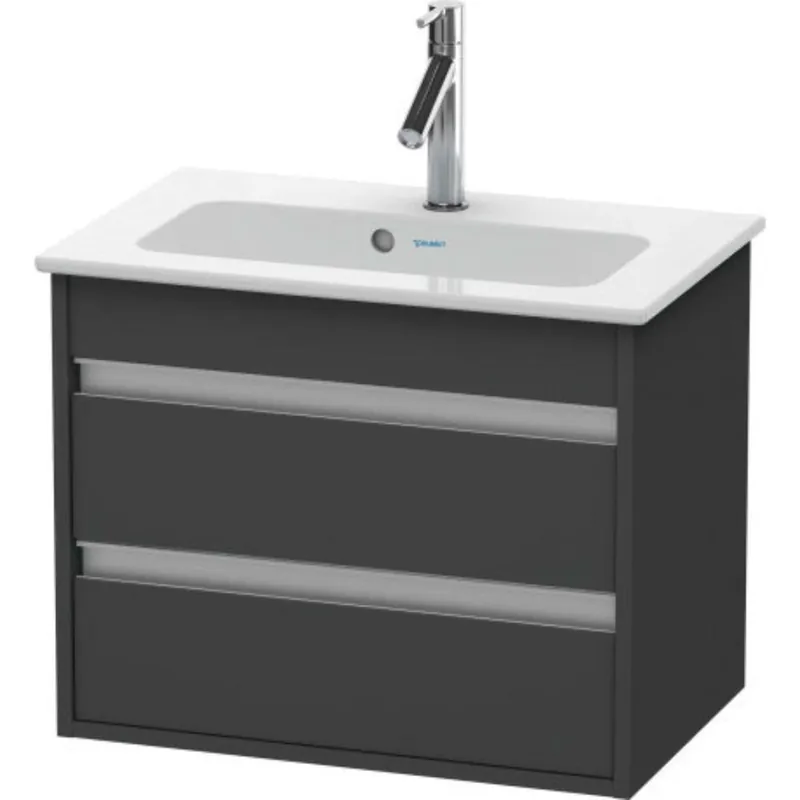 Top Rated Duravit Ketho 24" x 19" x 15" Two Drawer Wall-Mount Vanity Unit in Graphite Matt