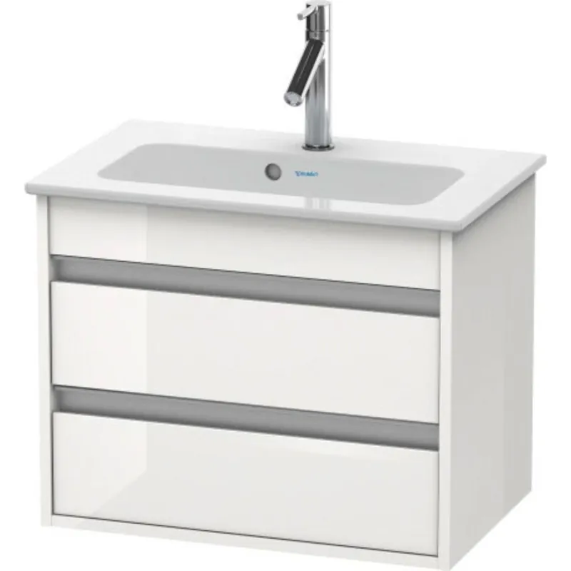 Duravit Ketho 24" x 19" x 15" Two Drawer Wall-Mount Vanity Unit in White High Gloss Secure Checkout