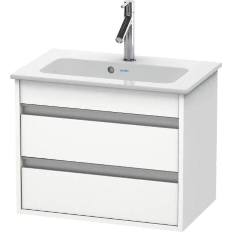 Duravit Ketho 24" x 19" x 15" Two Drawer Wall-Mount Vanity Unit in White Matt Secure Checkout