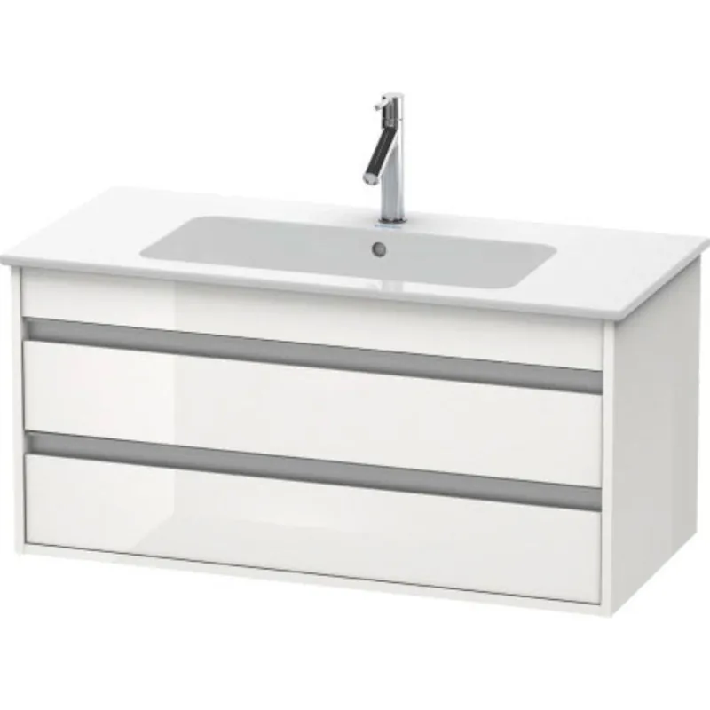 Duravit Ketho 39" x 19" x 19" Two Drawer Wall-Mount Vanity Unit in White High Gloss Hassle-Free Returns