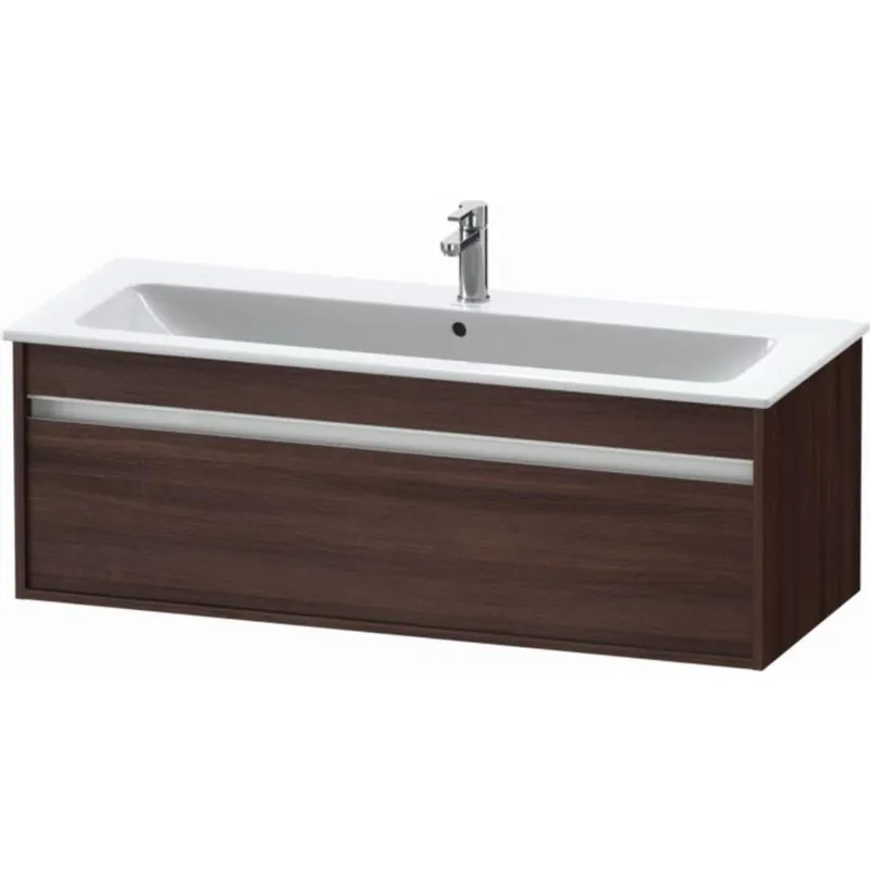 Fresh Stock Duravit Ketho 47" x 16" x 19" One Drawer Wall-Mount Vanity Unit in Chestnut Dark