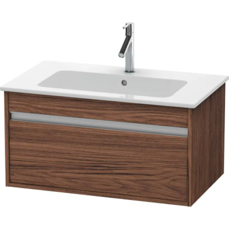 Viral Duravit Ketho 31" x 16" x 19" One Drawer Wall-Mount Vanity Unit in Walnut Dark