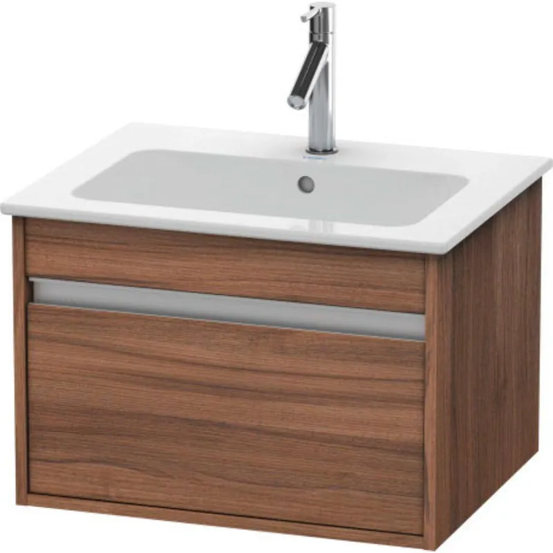 Professional Grade Duravit Ketho 24" x 16" x 19" One Drawer Wall-Mount Vanity Unit in Natural Walnut