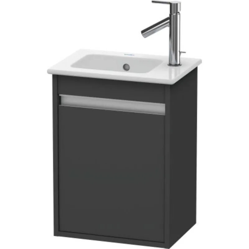 Buy Today Duravit Ketho 16" x 22" x 11" Wall-Mount Vanity Unit With Left Hinge One Door Cabinet in Graphite Matt