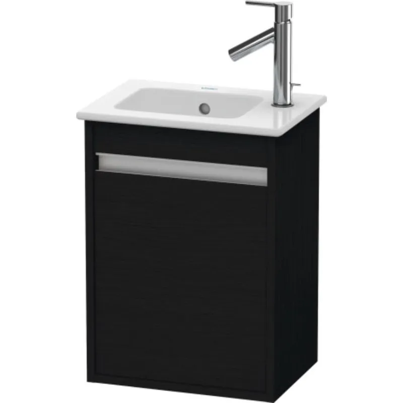 Free Shipping Duravit Ketho 16" x 22" x 11" Wall-Mount Vanity Unit With Left Hinge One Door Cabinet in Oak Black