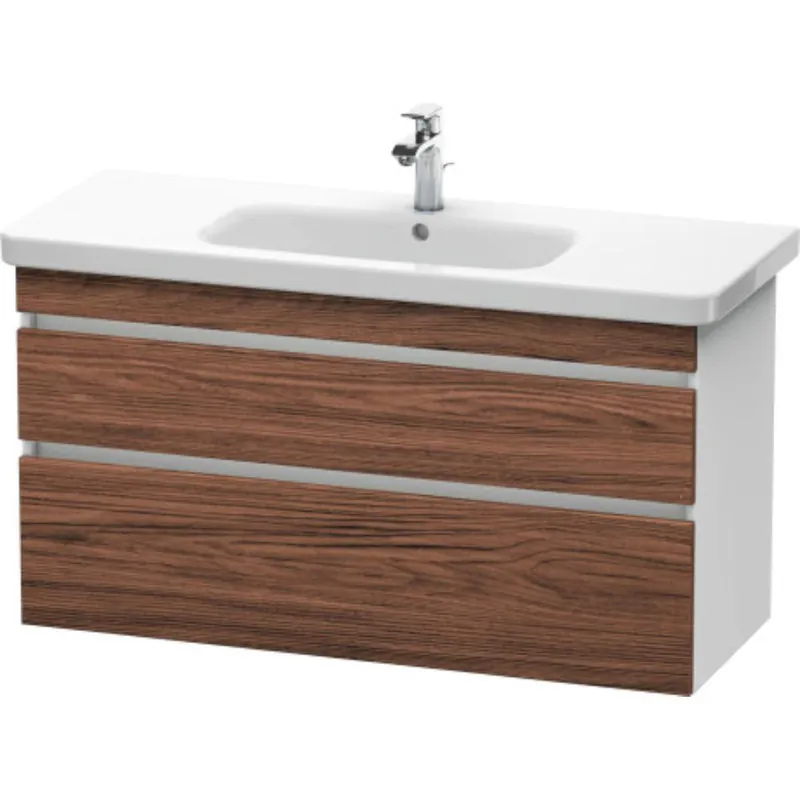 Sale Duravit DuraStyle 44" x 24" x 18" Two Drawer Wall-Mount Vanity Unit in Walnut Dark and White (DS649502118)