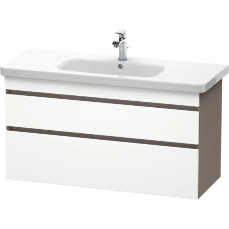 Budget Duravit DuraStyle 44" x 24" x 18" Two Drawer Wall-Mount Vanity Unit in White Matt and Basalt (DS649501843)