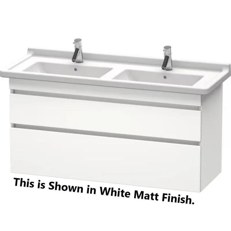 Brand New Duravit DuraStyle 47" x 24" x 18" Two Drawer Wall-Mount Vanity Unit in Walnut Dark and White (DS649002118)