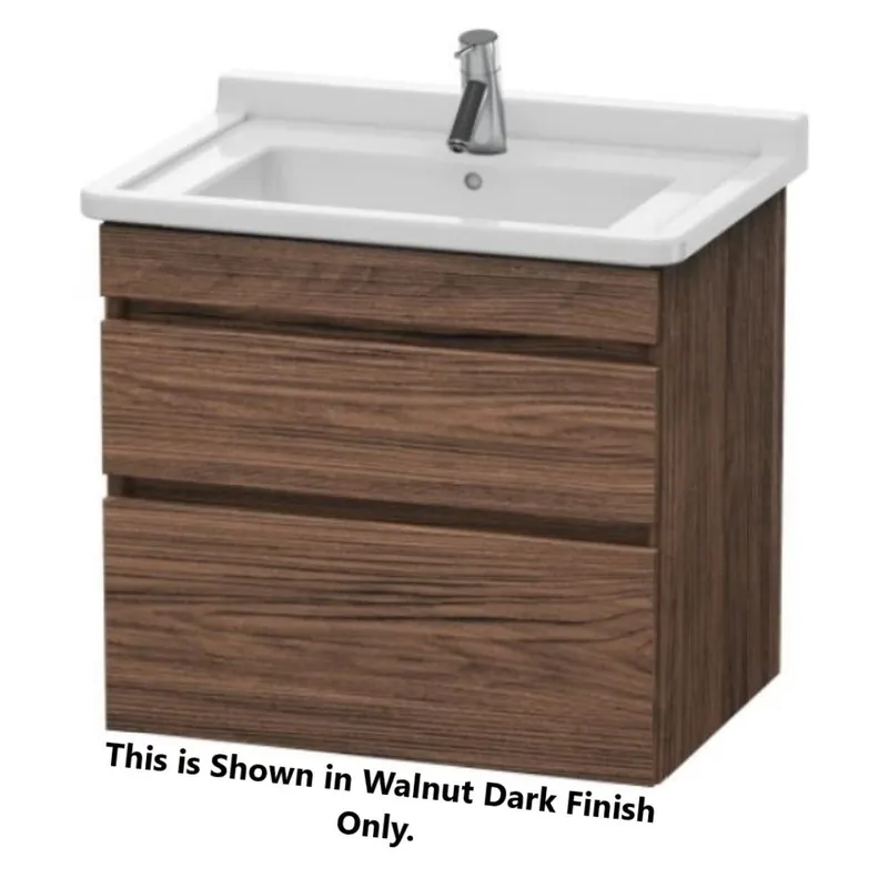 Original Duravit DuraStyle 26" x 24" x 18" Two Drawer Wall-Mount Vanity Unit in Walnut Dark and Basalt (DS648702143)