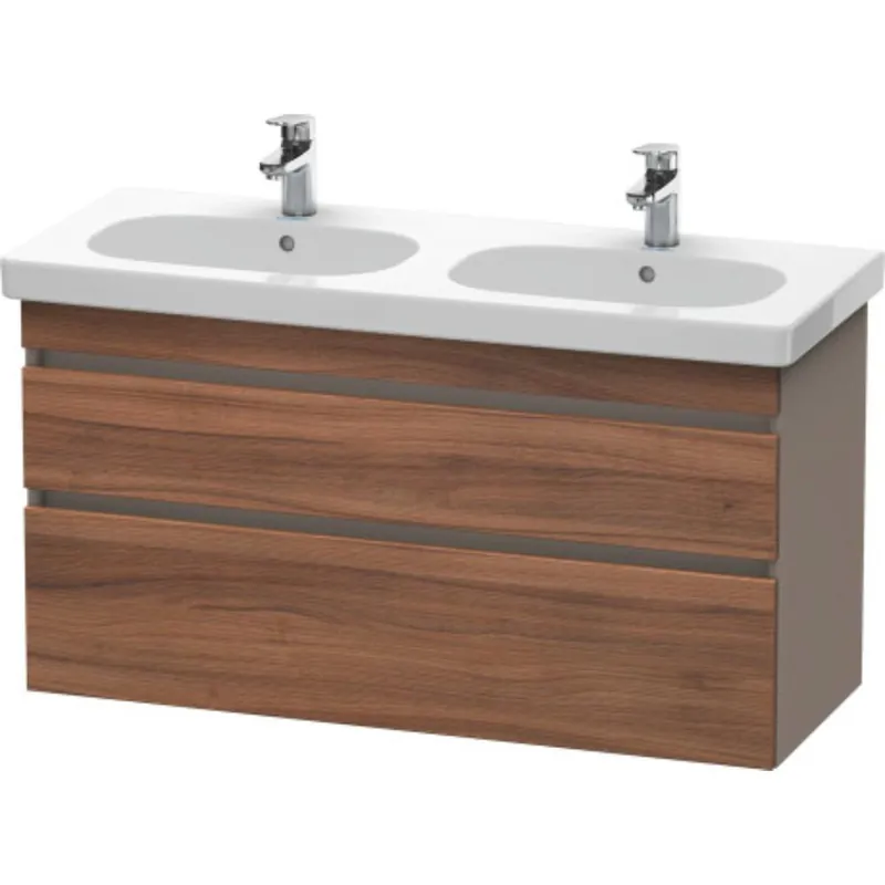 Buy Direct Duravit DuraStyle 45" x 24" x 18" Two Drawer Wall-Mount Vanity Unit in Natural Walnut and Basalt (DS648607943)
