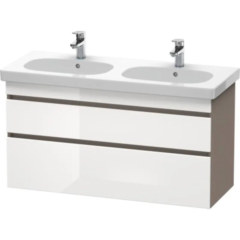 Duravit DuraStyle 45" x 24" x 18" Two Drawer Wall-Mount Vanity Unit in White High Gloss and Basalt (DS648602243) While Supplies Last
