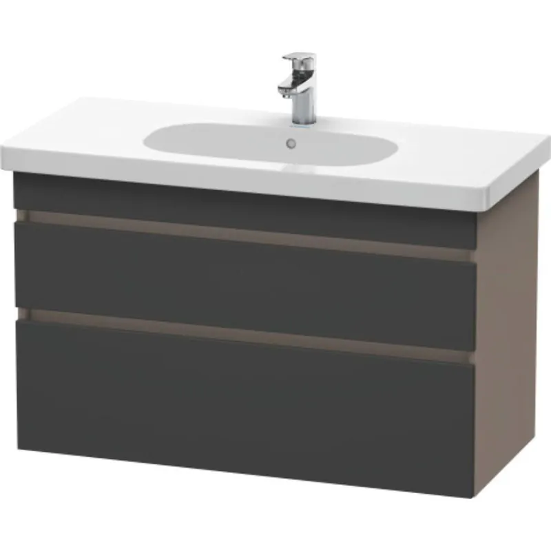 Fresh Stock Duravit DuraStyle 39" x 24" x 18" Two Drawer Wall-Mount Vanity Unit in Graphite and Basalt (DS648504943)