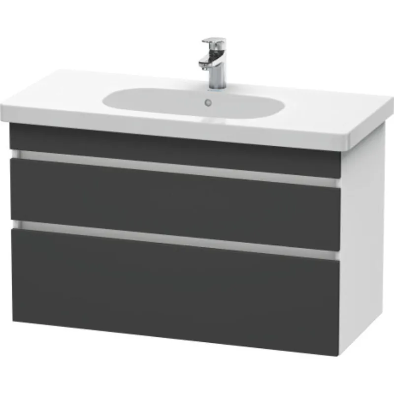 Same Day Shipping Duravit DuraStyle 39" x 24" x 18" Two Drawer Wall-Mount Vanity Unit in Graphite and White (DS648504918)