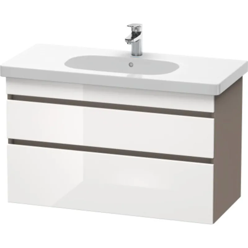 Duravit DuraStyle 39" x 24" x 18" Two Drawer Wall-Mount Vanity Unit in White High Gloss and Basalt (DS648502243) High Quality