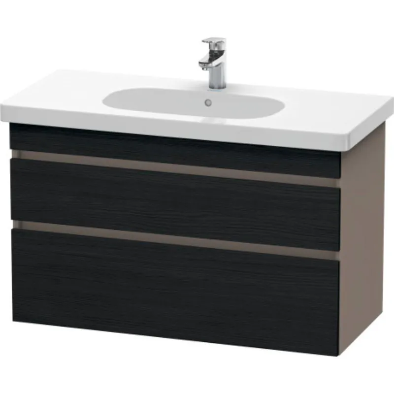 Low Price Duravit DuraStyle 39" x 24" x 18" Two Drawer Wall-Mount Vanity Unit in Oak Black and Basalt (DS648501643)