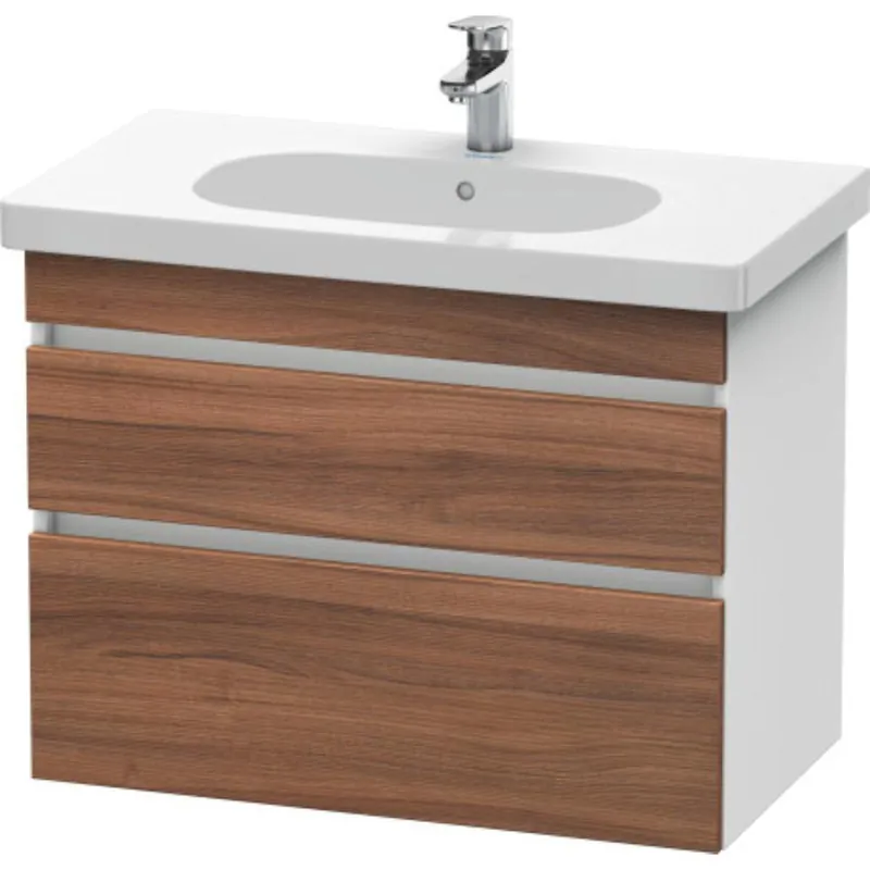 Duravit DuraStyle 31" x 24" x 18" Two Drawer Wall-Mount Vanity Unit in Natural Walnut and White (DS648407918) Genuine