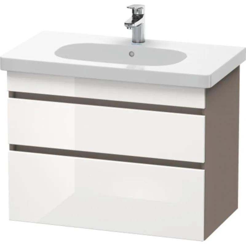 Direct From Manufacturer Duravit DuraStyle 31" x 24" x 18" Two Drawer Wall-Mount Vanity Unit in White High Gloss and Basalt (DS648402243)