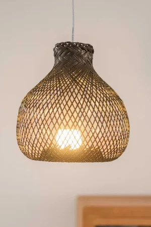 Luxury Black Kun Ya Na - Bamboo Pendant Light Shade (10 - 11 Inches) By Thaih