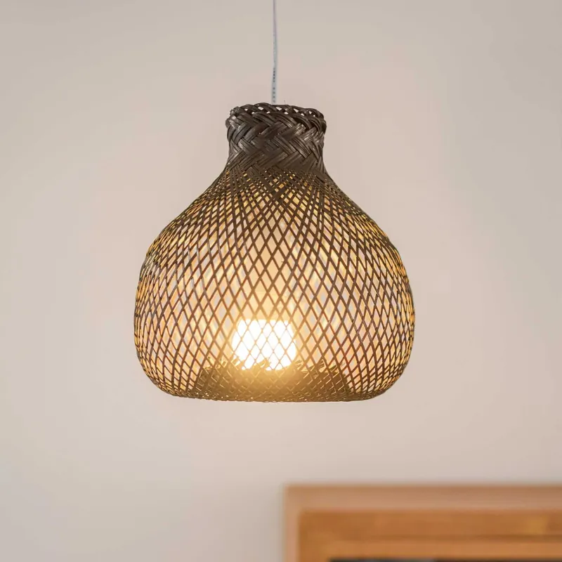 Luxury Black Kun Ya Na - Bamboo Pendant Light Shade (10 - 11 Inches) By Thaih