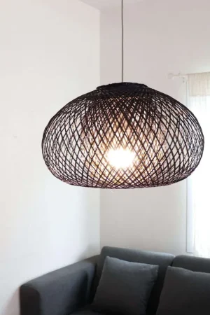 Black A Wa - Black Bamboo Small Pendant Light Shade By Thaihome Special Offer