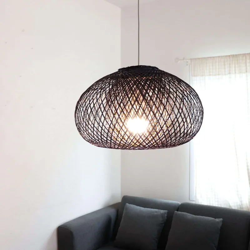 Black A Wa - Black Bamboo Small Pendant Light Shade By Thaihome Special Offer