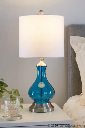 Hot Deal Jasmine 22" Glass Accent Lamp By LumiSource - GTG22-JASMN BUBNIW
